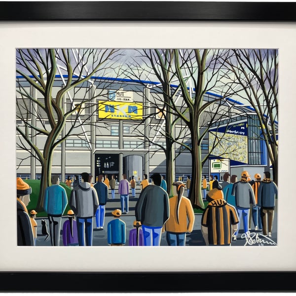 Hull City, Framed MKM Football Stadium Art Print. 14" x 11" Frame Size