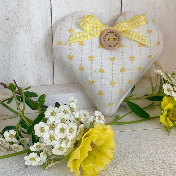 SALE ITEM - TINY YELLOW HEARTS HEART - yellow and white