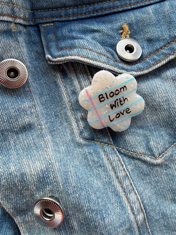 Bloom With Love - Polymer Clay Sparkly Pin Badge