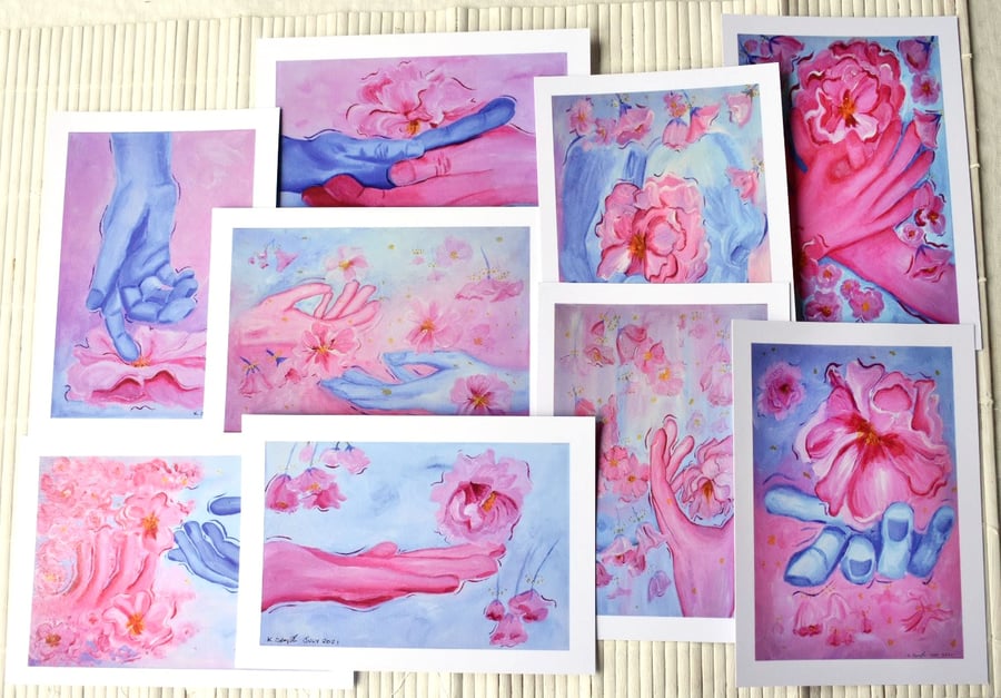 Kindness Painting Postcards, Full Set of 9 Mini Prints