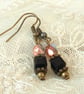 Earrings, Black and copper crystal earrings - Image 2
