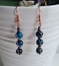 Blue Tiger's Eye & Copper Dangle Drop Earrings Gift Boxed Crystal Jewellery 