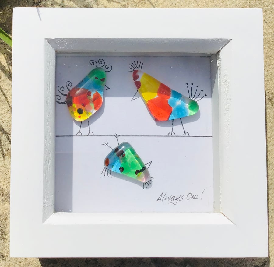 Fused glass fun and quirky birds 