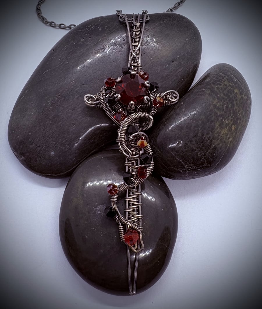 Gun metal wire wrapped sword with snake detail