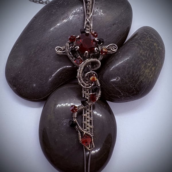 Gun metal wire wrapped sword with snake detail