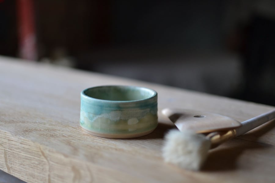 Skyline dip bowl - washes of turquoise and green glazes