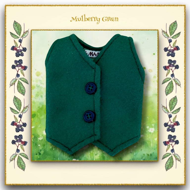 Dark Green Tailored Felt Waistcoat lined with William Morris Fabric