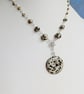 Dalmation Jasper Donut Necklace, Crystal Pendant Necklace - Image 4