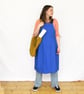 Pleated Pinafore Apron with Split Leg and Adjustable Cross Back. Blue No25 - Image 3
