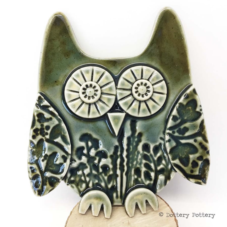 Pottery Owl hanging decoration Ceramic Owl