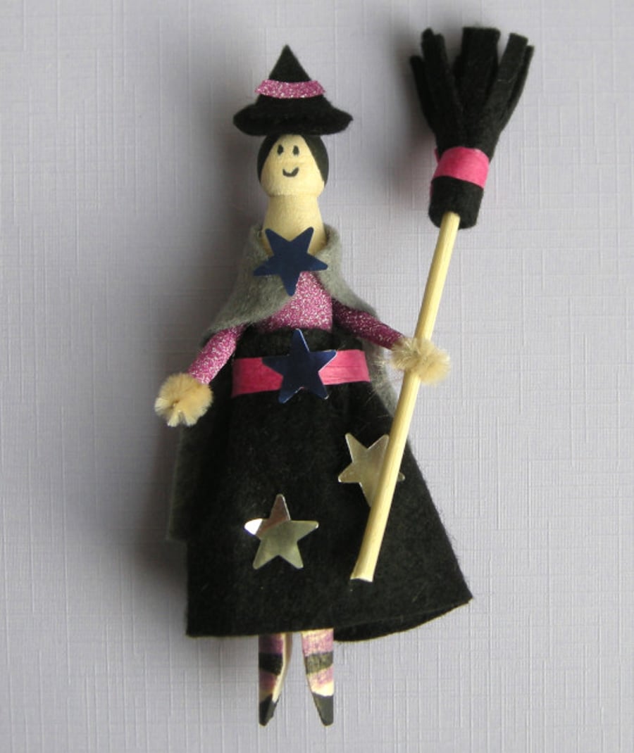 Craft kit Wendy the witch peg doll