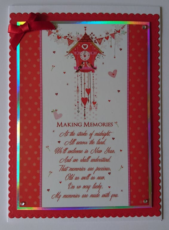 Handmade Christmas Card Making Memories Cuckoo Clock Love Hearts