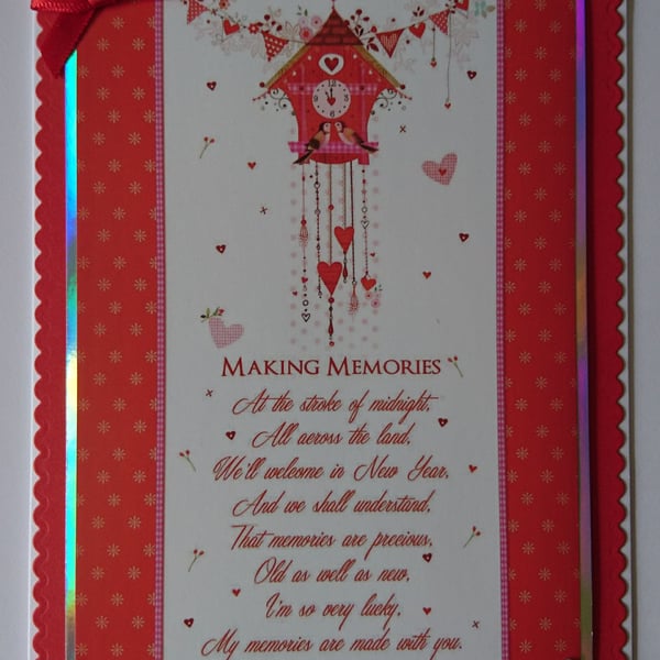 Handmade Christmas Card Making Memories Cuckoo Clock Love Hearts