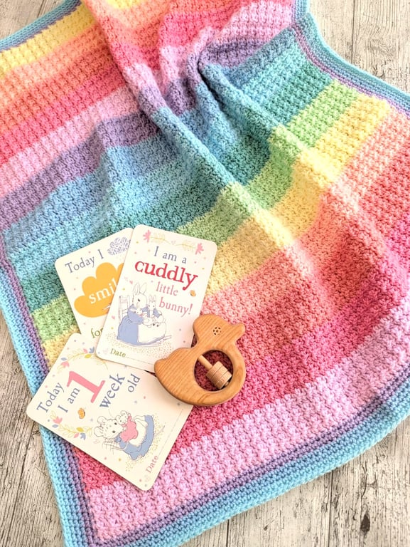 Rainbow crochet baby blanket 