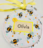 Personalised Bee Name Hoop - Bumblebee Keepsake Embroidery Hoop - Nursery Decor  - Image 5