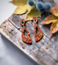 Burnt Orange Autumnal Asymmetrical Oval Drop Earrings - Image 8