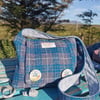 Harris Tweed crossbody bag with handmade buttons 