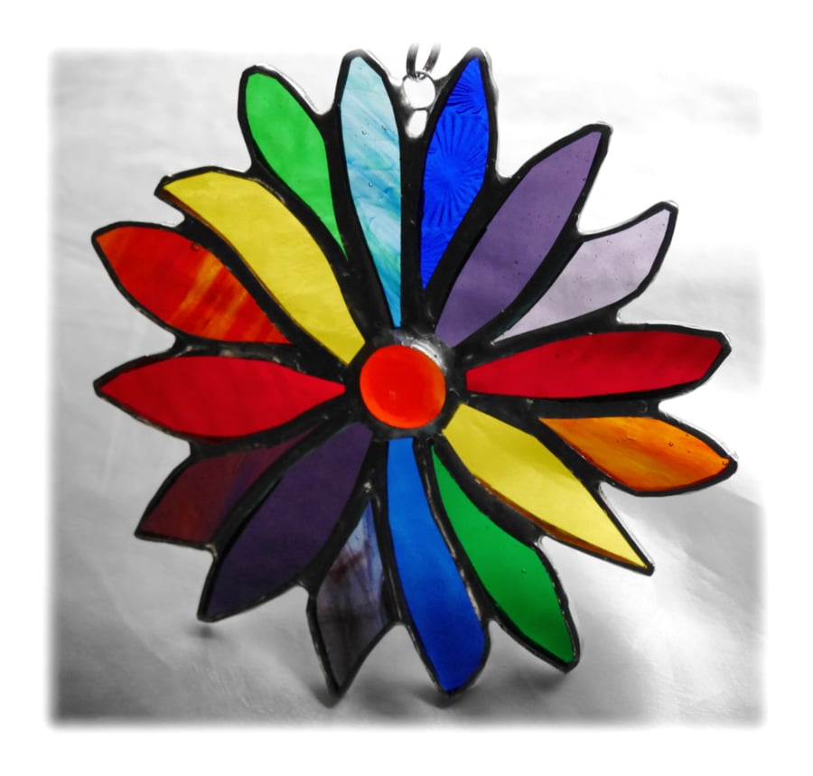 Rainbow Flower Stained Glass Suncatcher 047