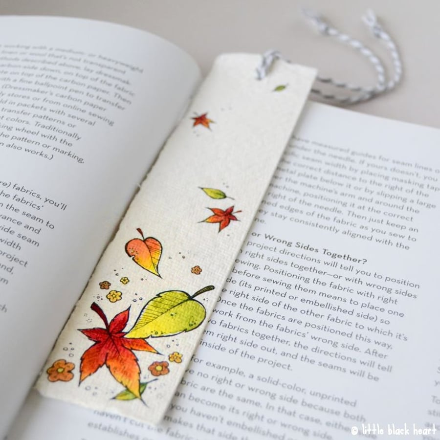 bookmark with original illustrion - autumn leaves