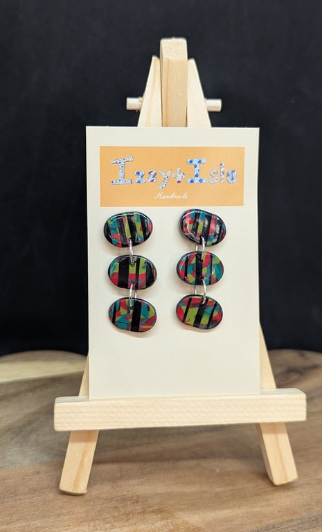 Striped pebble drop earrings 