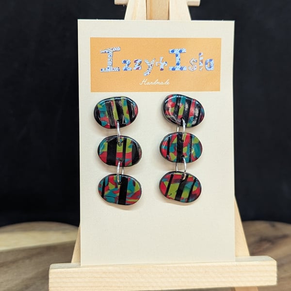 Striped pebble drop earrings 
