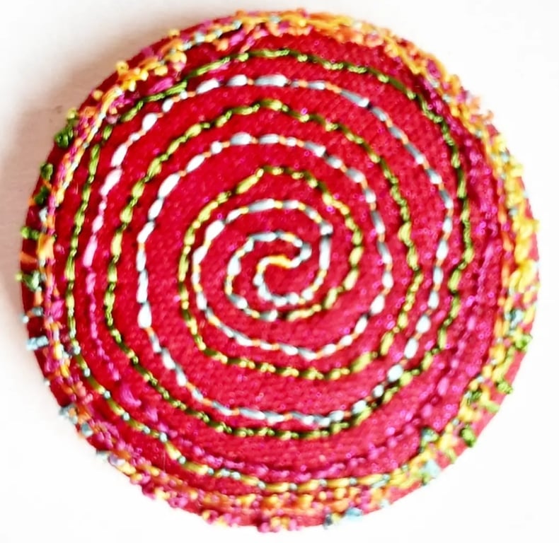 Buttons 1 inch button Hand Dyed Silks and Cottons Free Machine Embroidery Button