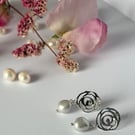 Baroque Freshwater Cultured Pearls on a Rose Bail Stud