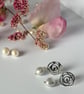 Baroque Freshwater Cultured Pearls on a Rose Bail Stud - Image 1