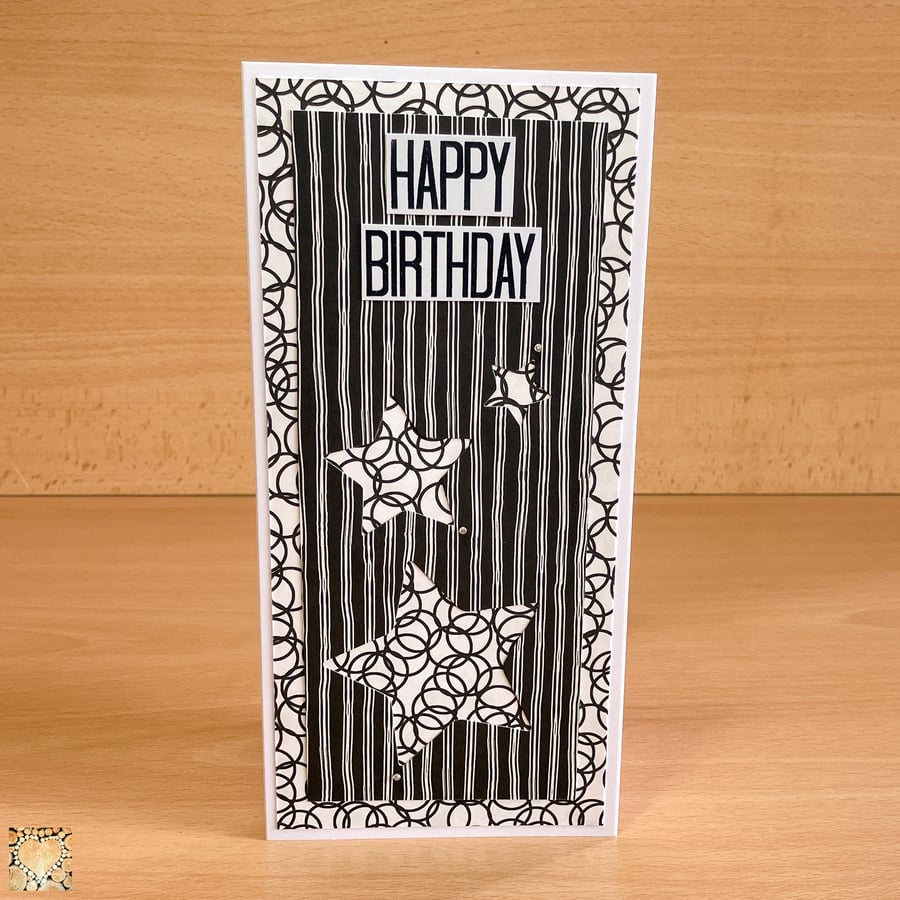 Happy Birthday Black and White Handmade Card