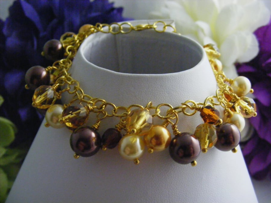 Yellow and Brown Charm Bracelet