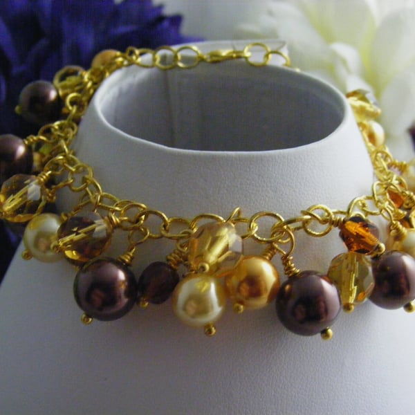 Yellow and Brown Charm Bracelet