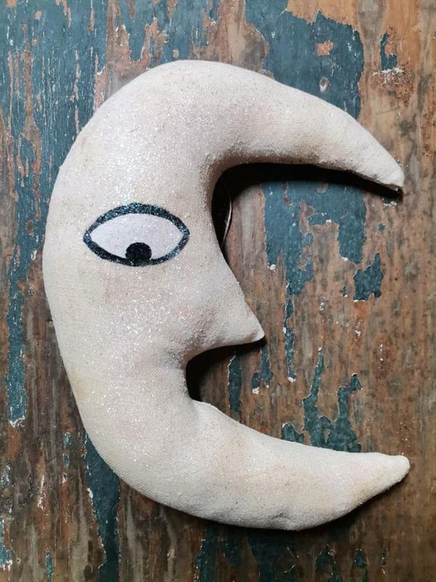 Primitive glittering moon decoration, wall hanging, crescent moon
