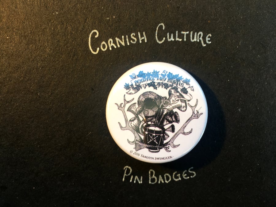 Penzance May Horns 38mm Pin Badge