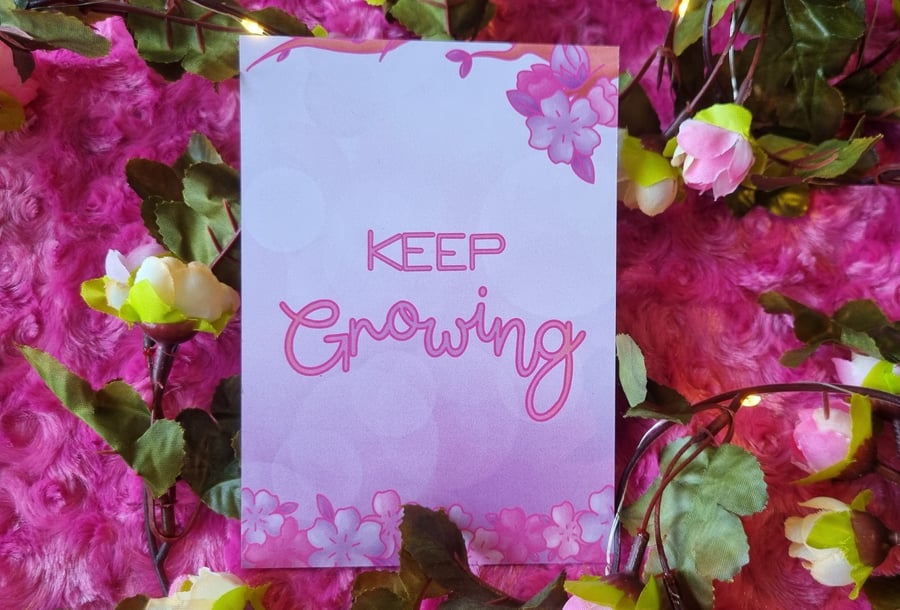 Keep Growing Postcard Art Print - Kawaii Postcards - Cute Stationery Gifts