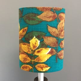 Jade Green Autumn Leaf 50s 60s Mid Century Barkcloth Vintage  Fabric Lampshade