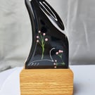 Moon Gazing Glass Hare on Oak Stand