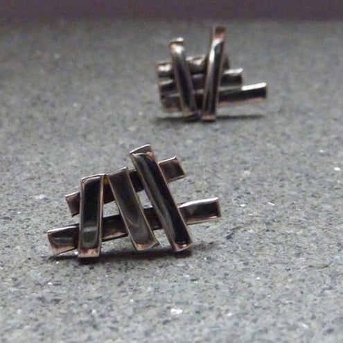 Quirky contemporary silver 'doodle' studs