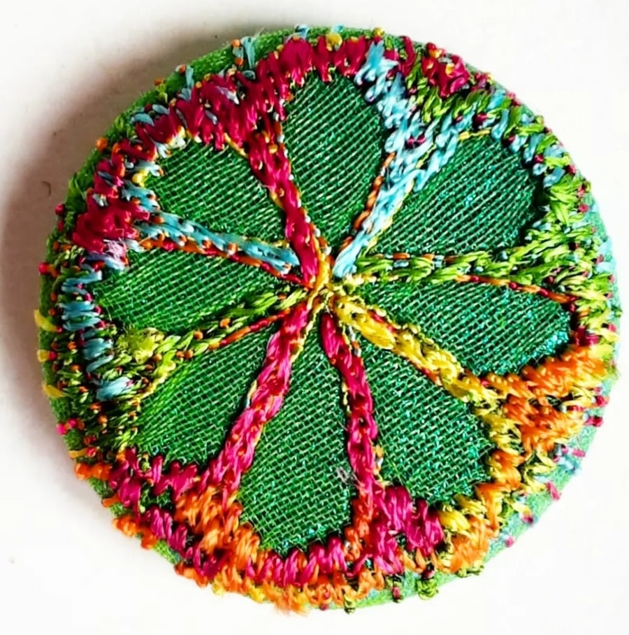 Buttons 1 inch button Hand Dyed Silks and Cottons Free Machine Embroidery Button