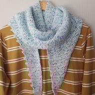 Crochet Scarf Wrap Blue Speckle Sale