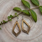 Exotic Wood Geometric Earrings - Handcrafted Sterling Silver