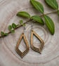 Gold Silk Wood Geometric Earrings - Handcrafted Sterling Silver