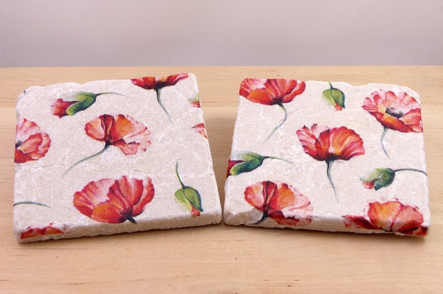 Marble 'Poppy' Coasters