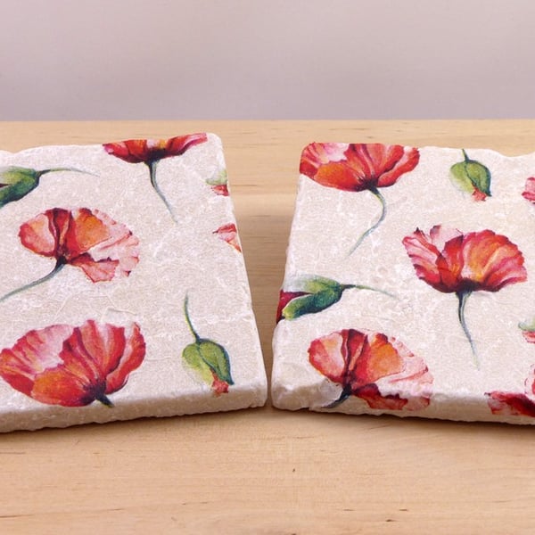 Marble 'Poppy' Coasters