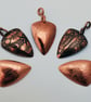 Etched Floral copper triangle pendant, oxidised and domed - Image 2