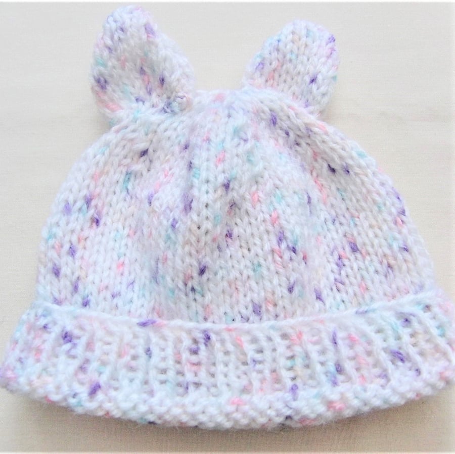 Baby's Hand Knitted Hat with Ears, Gift Ideas for Baby, Baby's Hat