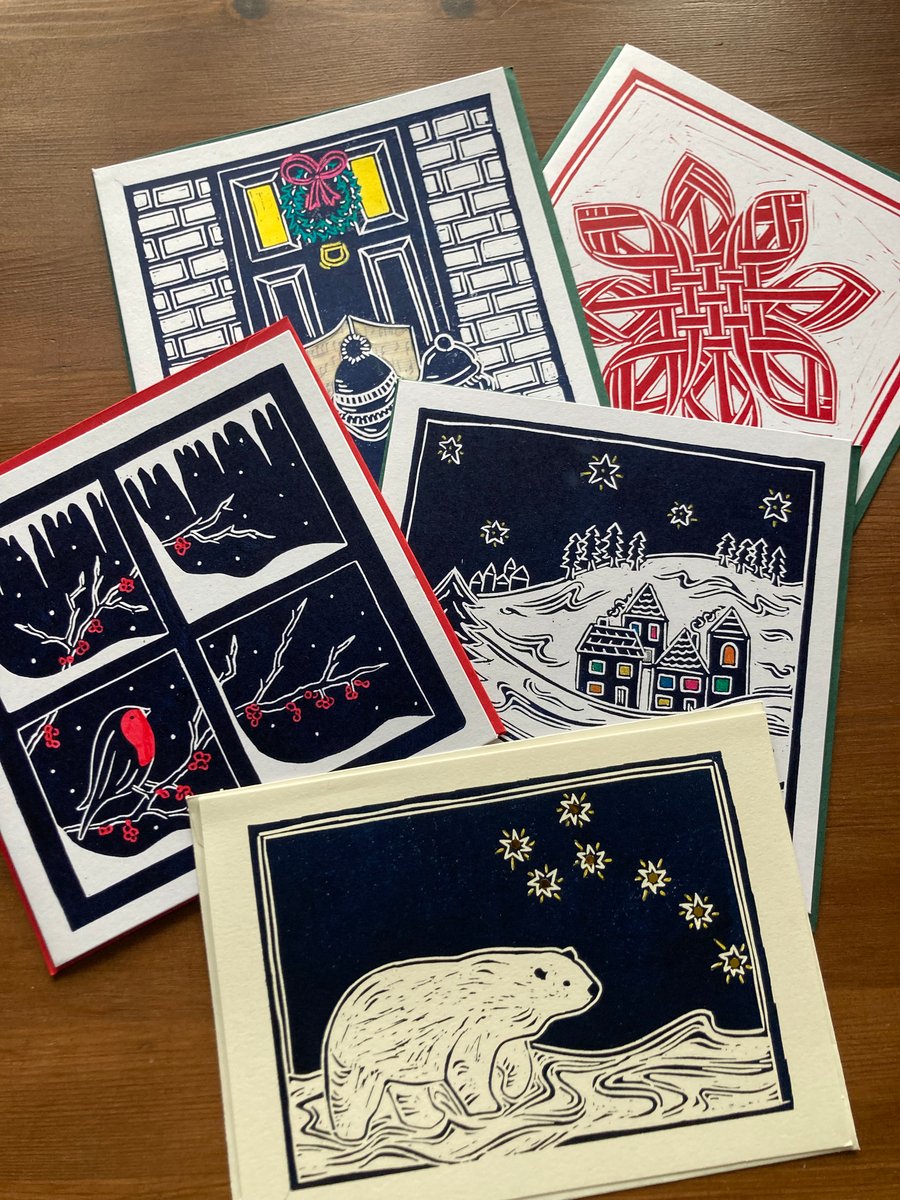 Handprinted Christmas Cards - pack of 5