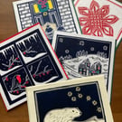 Handprinted Christmas Cards - pack of 5