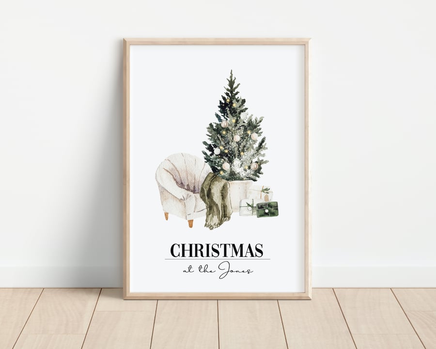 Personalised Christmas Tree Print Wall Art Home Decor Festive Gift