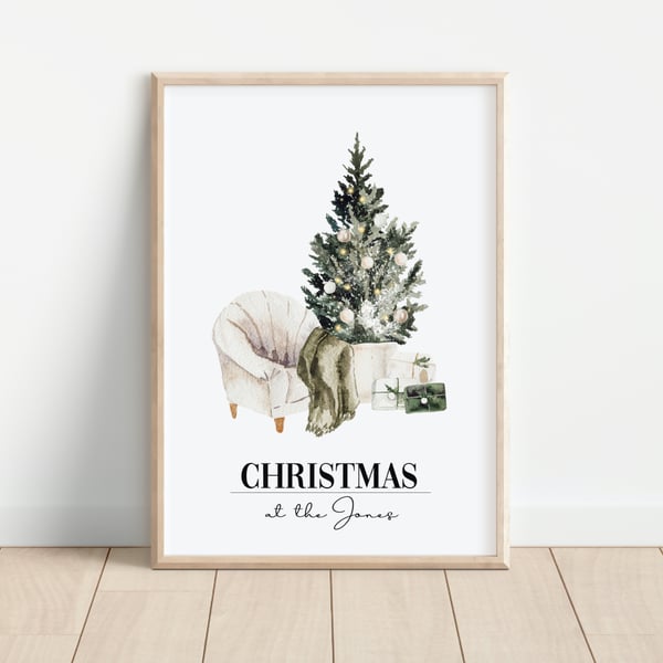 Personalised Christmas Tree Print Wall Art Home Decor Festive Gift