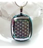 Dichroic Glass Pendant 259 Emerald Silver Handmade with silver plated chain - Image 5